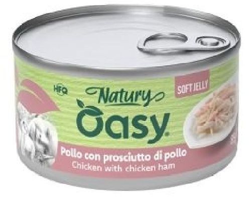 OASY WET CAT NATURY SOFT JELLY POLLO E PROSCIUTTO DI POLLO 85 GR <br/> Cibo Umido per Gatti