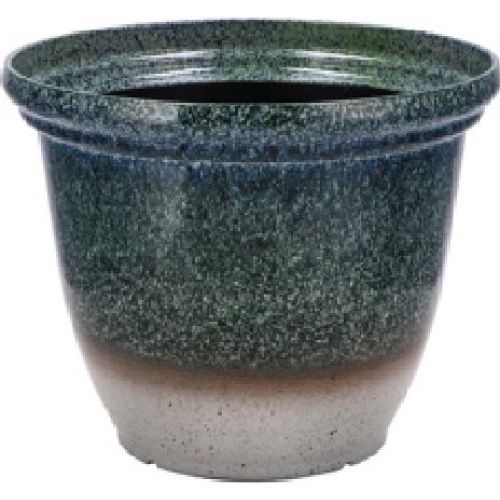 109920 FIORIERA TONDA PLASTICA VERDE D33XH26 CM <br/> Vaso per Interni e decorazioni