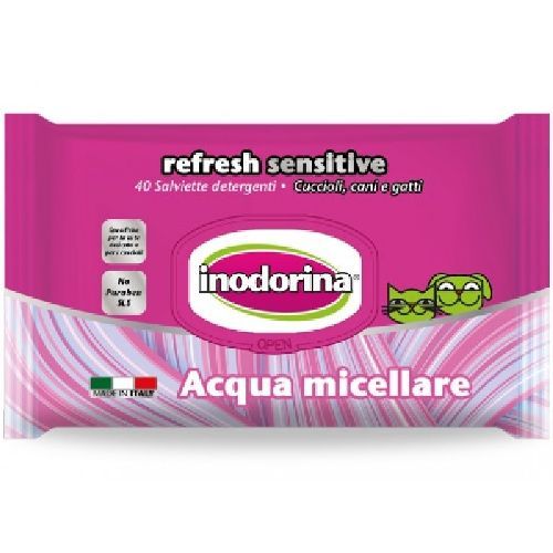 INODORINA SALVIETTE EXTRA SPORCO ACQUA MICELLARE 40PZ <br/> Traversine e Salviette Cane