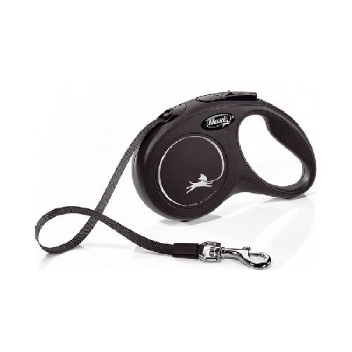 Guinzaglio Flexi New Classic M Fettuccia 5mt nero <br/> Guinzagli, Collari e Pettorine