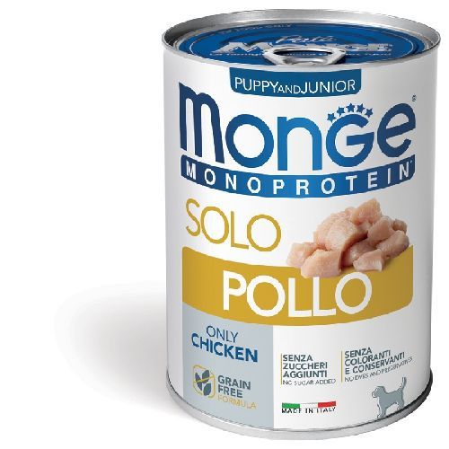 MONGE DOG PUPPY SOLO POLLO MONOPROTEICO 400 GR <br/> Cibo Umido per Cani