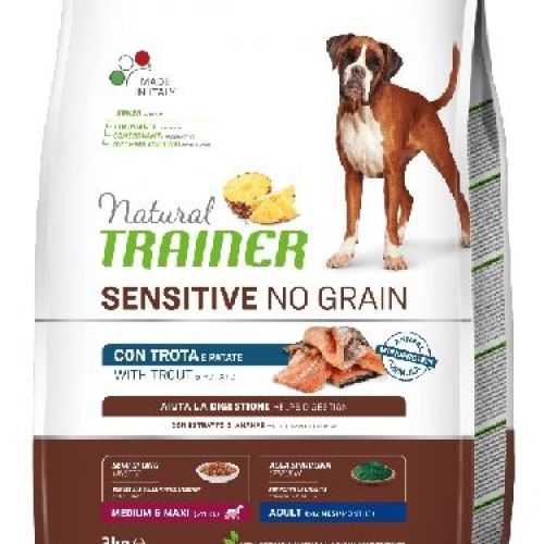 Natural Trainer Sensitive No Grain Adult Medium Maxi Maiale 3 kg <br/> Cibo Secco per Cani