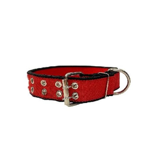 COLLARE NYLON TAGLIA M COLLO CM. 38-43 NERO E ROSSO <br/> Guinzagli, Collari e Pettorine