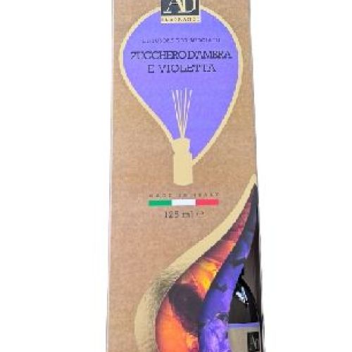 DIFFUSORE FRAGRANZA ZUCCHERO D&rsquo;AMBRA E VIOLETTA 125 ml <br/> Candele e Profumi per Ambiente, Saponi