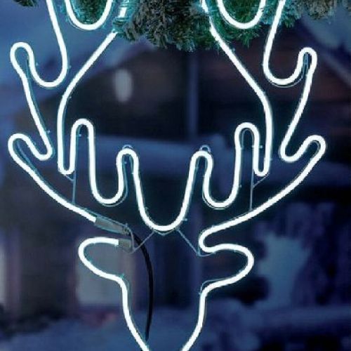 Renna neon bifacciale 480 LED esterno bianco freddo 48x55cm <br/> Luci di Natale