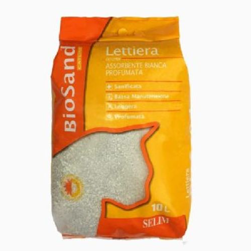 LETTIERA BIOSAND ARANCIONE ASSORBENTE BIANCA PROFUMATA 10 LITRI <br/> Lettiera, Sabbia e Toilette Gatto