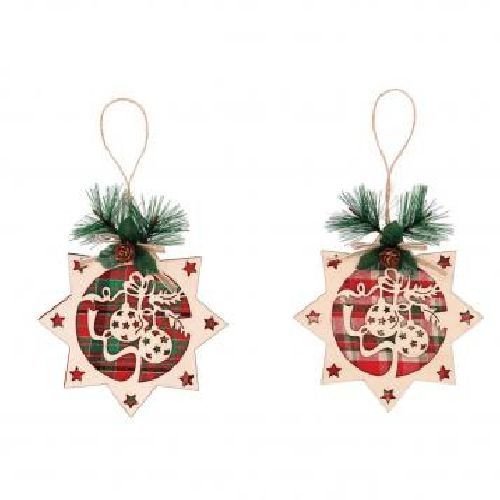 71843 Decoro Natale Legno 15 cm <br/> Accessori Arredo Casa Natale