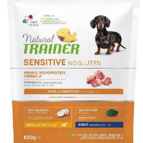 Natural Trainer Sensitive No Gluten Adult Mini Maiale 800 GR <br/> Cibo Secco per Cani