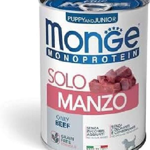 MONGE DOG PUPPY SOLO MANZO MONOPROTEICO 400 GR <br/> Cibo Umido per Cani