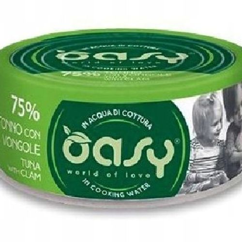 OASY WET CAT MORE LOVE- TONNO CON VONGOLE 70 gr LATTINA <br/> Cibo Umido per Gatti