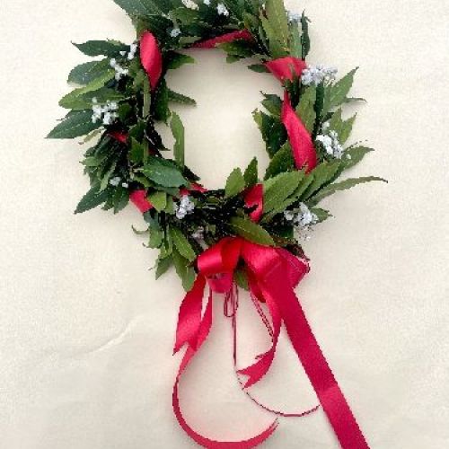 CORONA PER LAUREA CON FIORI <br/> Corona di Alloro per Laurea