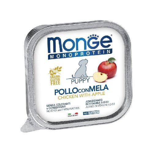MONGE DOG FRUITS PUPPY POLLO CON MELA MONOPROTEICO 150 GR <br/> Cibo Umido per Cani