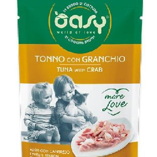 OASY WET CAT MORE LOVE BUSTA-TONNO CON GRANCHIO 70 gr <br/> Cibo Umido per Gatti