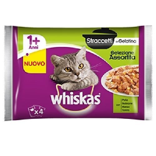 WHISKAS 4 BUSTE X 85 GR straccetti selez.pesce <br/> Cibo Umido per Gatti