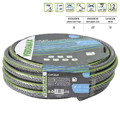 9613 TUBO DA GIARDINO ANTITORSIONE 5/8 MT 25 <br/> Irrigazione Giardino e Accessori Giardinaggio