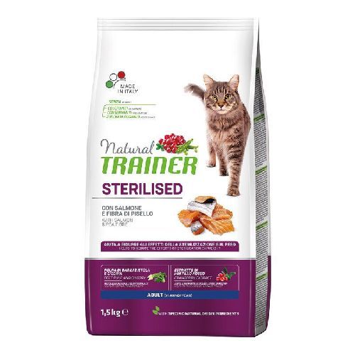 Natural Trainer Cat Sterilised Salmone 1,5 kg <br/> Cibo Secco per Gatti
