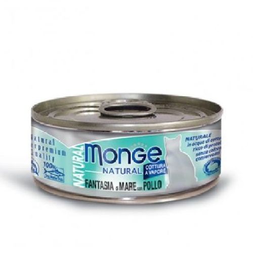 MONGE NATURAL GATTO 80 GR FANTASIA DI MARE CON POLLO <br/> Cibo Umido per Gatti