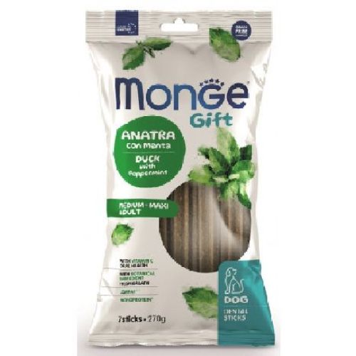 Monge Gift Dental Sticks Cane Maxi Anatra Menta <br/> Snack e Premi per Cani
