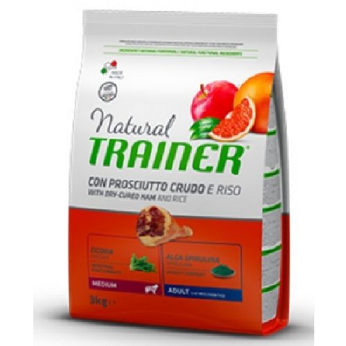 Natural Trainer Medium Prosciutto crudo e riso 12 kg <br/> Cibo Secco per Cani