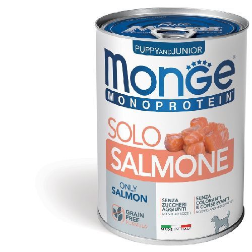 MONGE DOG PUPPY SOLO SALMONE MONOPROTEICO 400 GR <br/> Cibo Umido per Cani