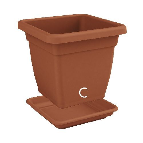 VASO QUADRO MEGA 40 CM COLOR COTTO SENZA SOTTOVASO <br/> Vasi e Accessori in Plastica