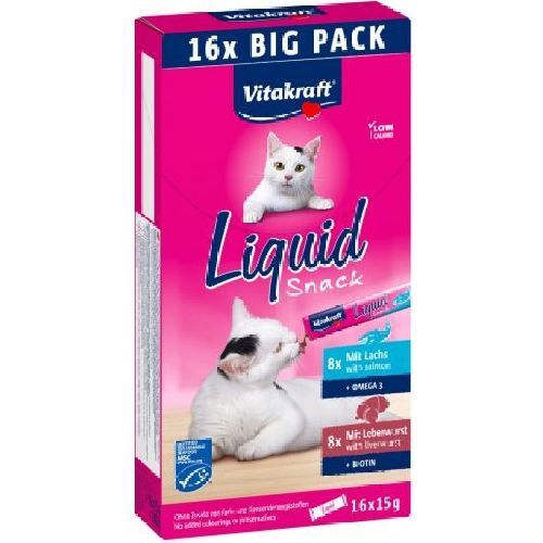 VITAKRAFT LIQUID SNACK FEGATO E SALMONE (16 PZ) <br/> Snack e Premi per Gatti