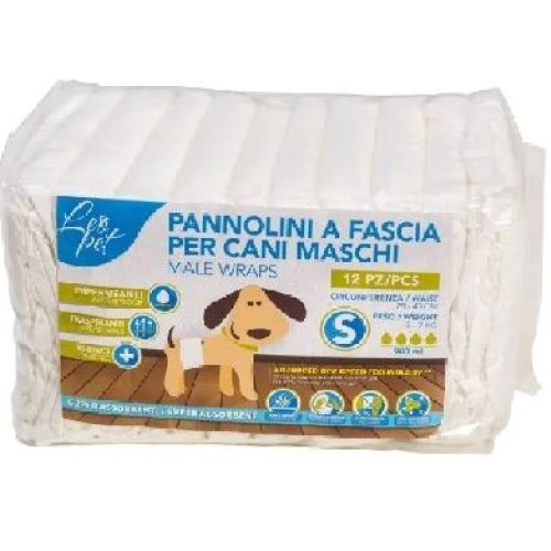PANNOLINO A FASCIA PER CANI MASCHI S 3-7 KG <br/> Traversine e Salviette Cane