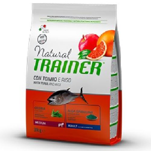 Natural Trainer Medium Tonno e riso 3 kg <br/> Cibo Secco per Cani