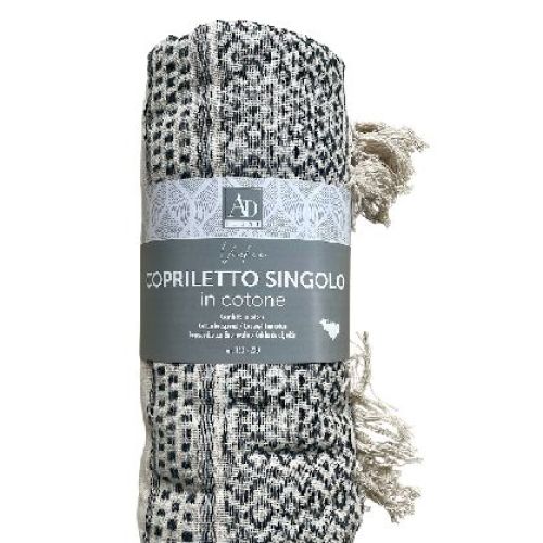 COPRILETTO SINGOLO NERO "VICKIE" 150X230CM <br/> Tessile per arredo casa