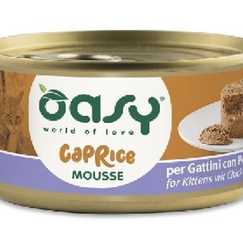OASY WET CAT CAPRICE MOUSSE PER GATTINI POLLO LATTINA 85 GR <br/> Cibo Umido per Gatti