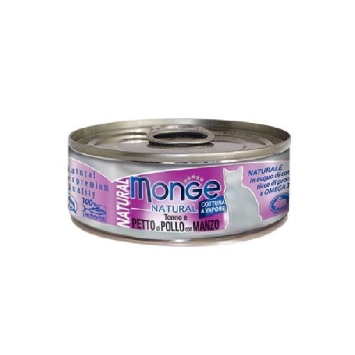 MONGE NATURAL GATTO 80 GR PETTO DI POLLO E MANZO <br/> Cibo Umido per Gatti