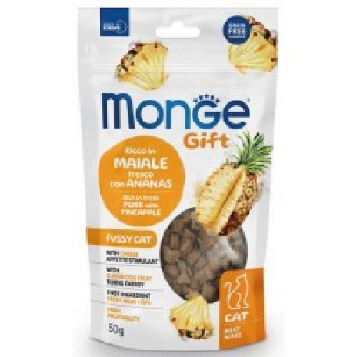 Monge Gift Meat Minis Gatto Appetito Difficile Maiale e Ananas <br/> Snack e Premi per Gatti