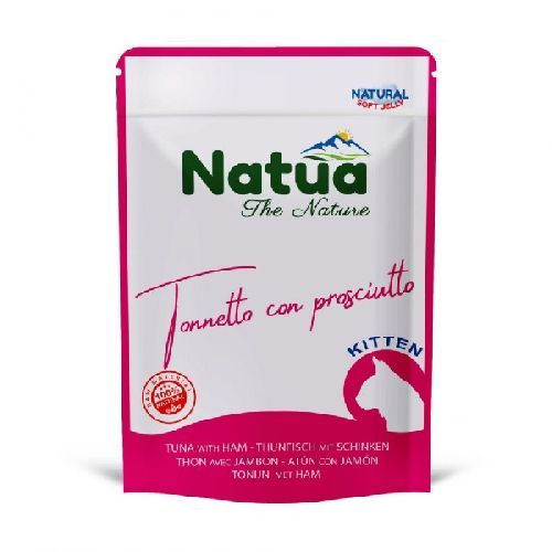 Natua Cat Buste Kitten Tonnetto con Prosciutto 70 gr <br/> Cibo Umido per Gatti