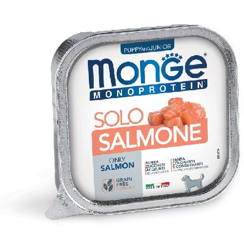 MONGE DOG PUPPY SOLO SALMONE MONOPROTEICO 150 GR <br/> Cibo Umido per Cani