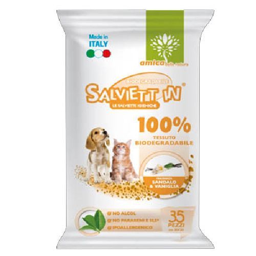 Salviett In Sandalo e Vaniglia 35 pz biodegradabili <br/> Traversine e Salviette Cane