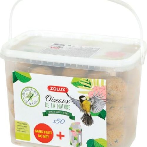 Secchio palle di grasso 50 pz <br/> Mangime e Mangiatoie Uccelli Selvatici
