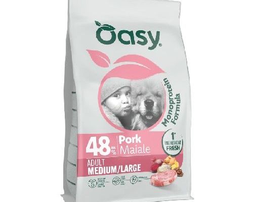 OASY DRY DOG MONOPROTEIN ADULT M/L MAIALE 10 KG <br/> Cibo Secco per Cani
