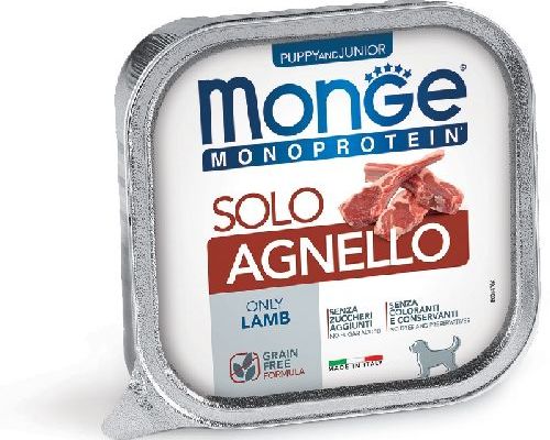 MONGE DOG PUPPY SOLO AGNELLO MONOPROTEICO 150 GR <br/> Cibo Umido per Cani