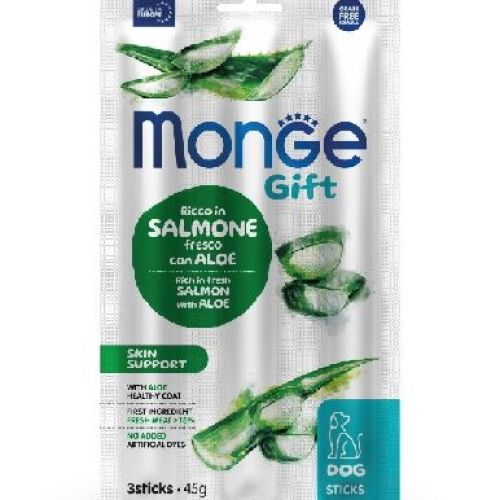 Monge Gift Sticks Cane Skin Support Salmone e Aloe <br/> Snack e Premi per Cani
