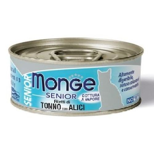 MONGE SENIOR GATTO 80 GR TONNO E ALICI <br/> Cibo Umido per Gatti
