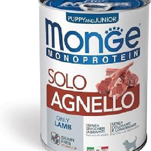 MONGE DOG PUPPY SOLO AGNELLO MONOPROTEICO 400 GR <br/> Cibo Umido per Cani