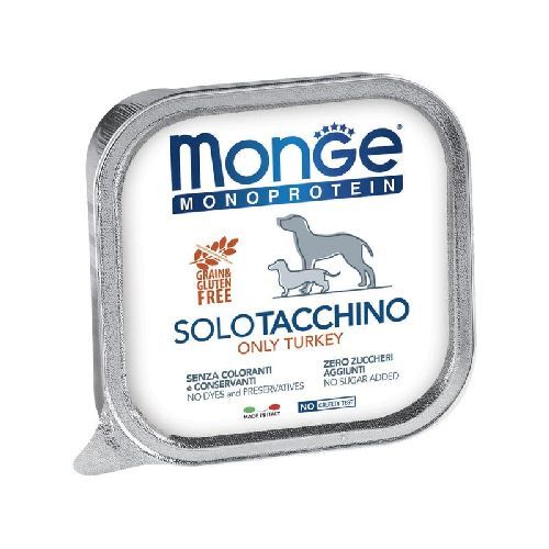 MONGE DOG SOLO TACCHINO MONOPROTEICO 150 GR <br/> Cibo Umido per Cani