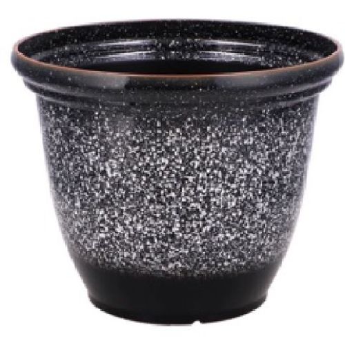 109920 FIORIERA TONDA PLASTICA NERO D33XH26 CM <br/> Vaso per Interni e decorazioni