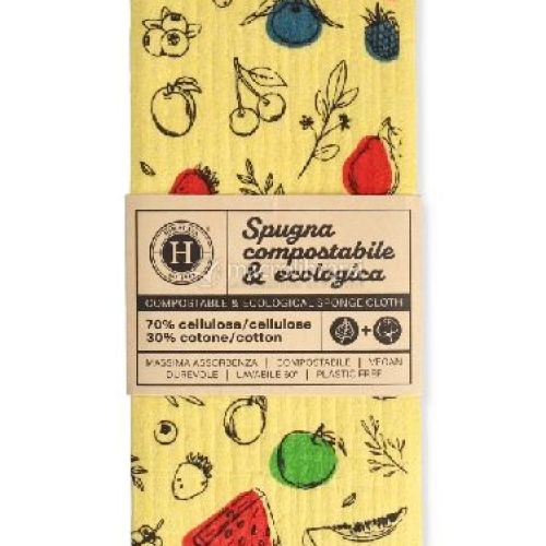 Mood Spugna compostabile Fruit explosion design giallo <br/> Detergenti e Igienizzanti