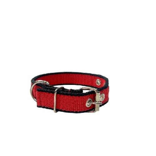 COLLARE NYLON TAGLIA XS COLLO CM. 21-28 NERO E ROSSO <br/> Guinzagli, Collari e Pettorine