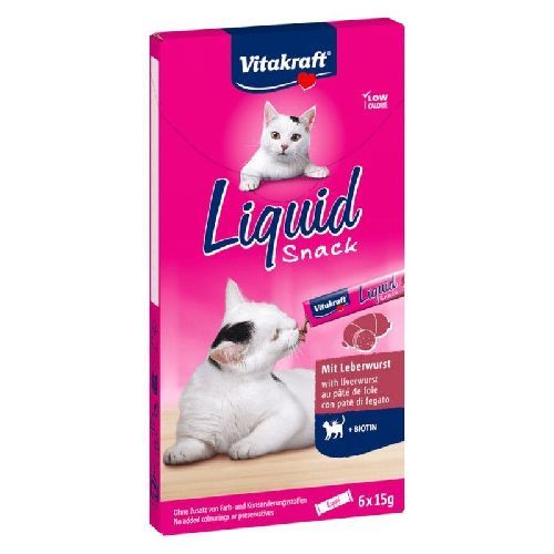 VITAKRAFT LIQUID SNACK FEGATO E BIOTINA (6 PZ) <br/> Snack e Premi per Gatti