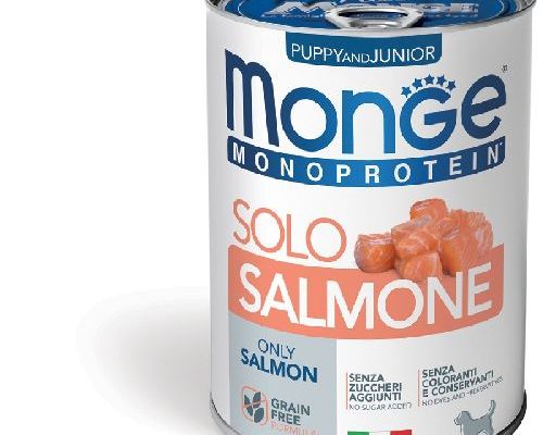 MONGE DOG PUPPY SOLO SALMONE MONOPROTEICO 400 GR <br/> Cibo Umido per Cani