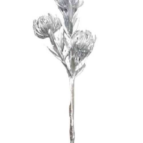 L890SI Xmas protea spray x3glitter 45cm silver <br/> Fiori Finti e Piante Finte