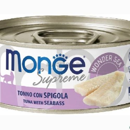MONGE CAT SUPREME 80GR STERIL. TONNO SPIGOLA <br/> Cibo Umido per Gatti