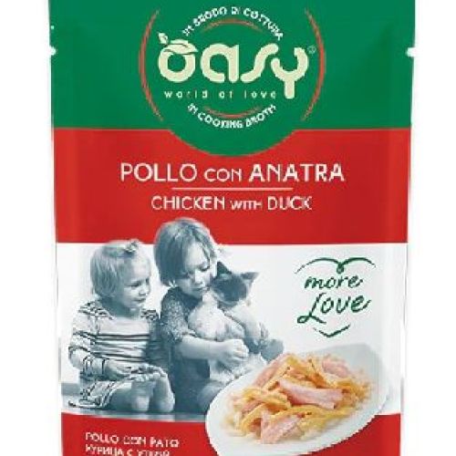 OASY WET CAT MORE LOVE BUSTA-POLLO CON ANATRA 70 gr <br/> Cibo Umido per Gatti